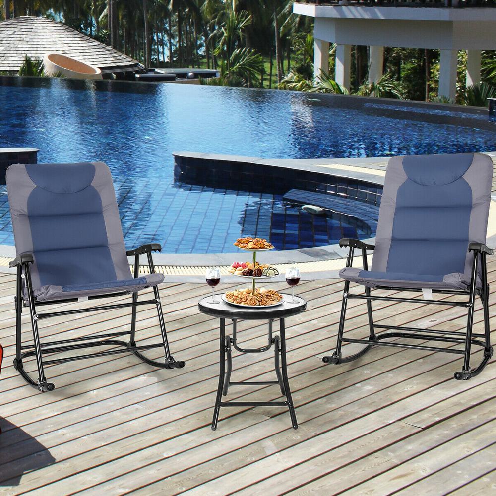 Costway Folding 3 Piece Steel Outdoor Bistro Rocking Chair Set With Blue And Grey Cushions Op3638bl The Home Depot - Outdoor Folding Rocking Chair Set Costway Folding 3 Piece Steel Outdoor Bistro Rocking Chair Set With Blue And Grey Cushions Op3638bl The Home Depot - Outdoor Folding Rocking Chair Set