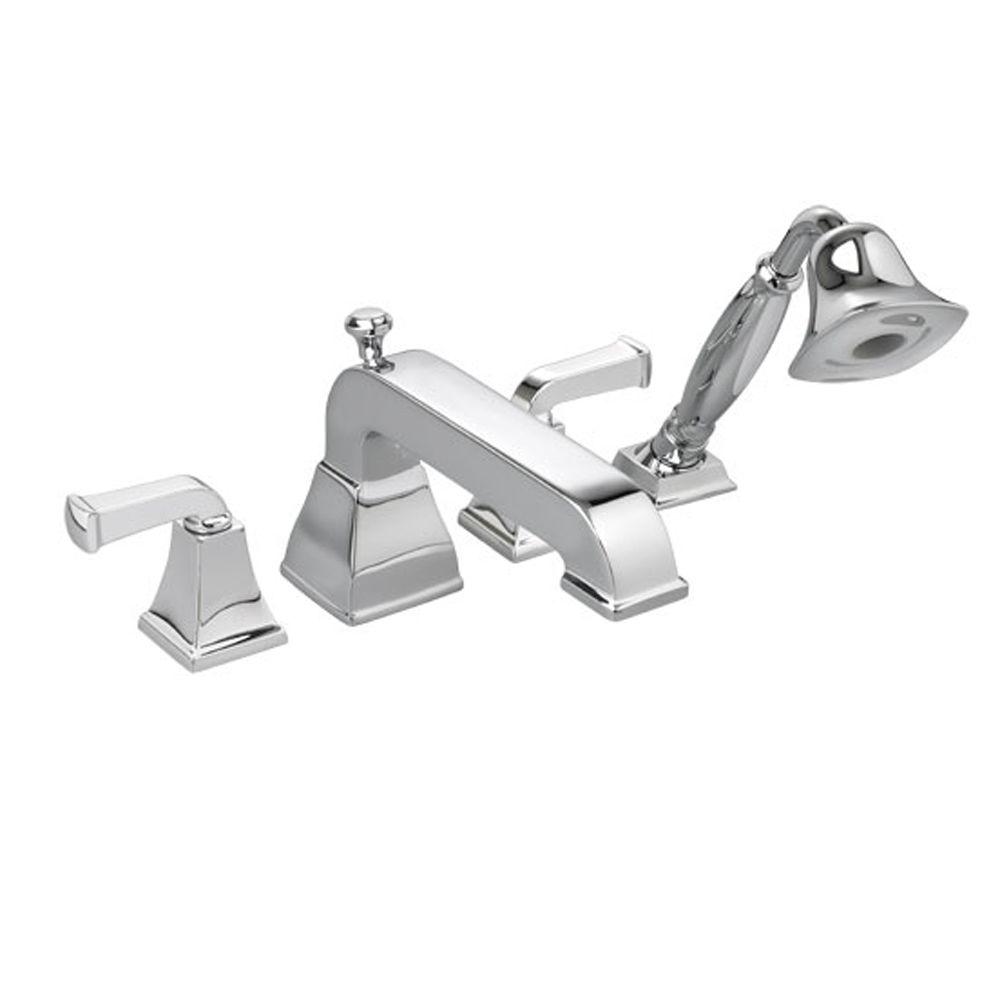 American Standard Town Square 2 Handle Deck Mount Roman Tub Faucet With Personal Shower In Polished Chrome 2555 921 002 The Home Depot