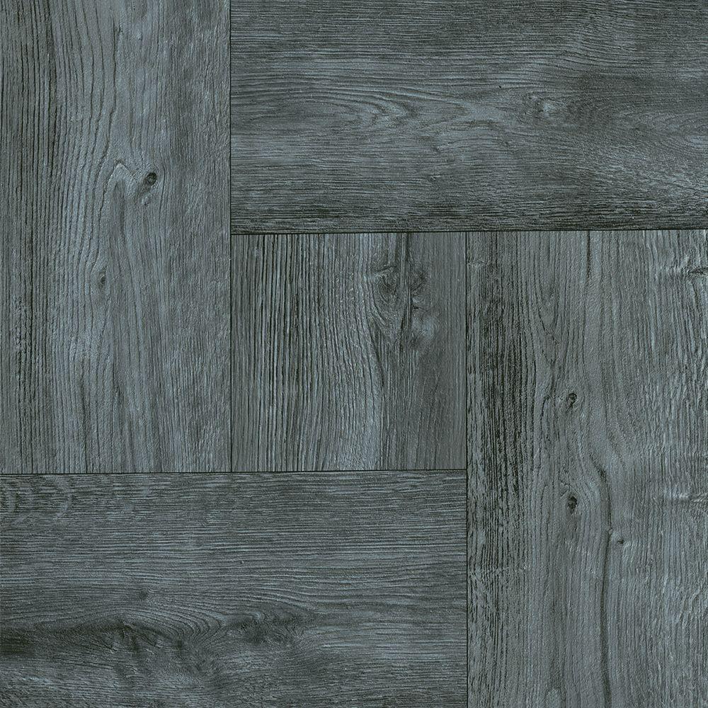 Trafficmaster Grey Wood Parquet 12 In Width X Length Resilient L And Stick Vinyl Tile
