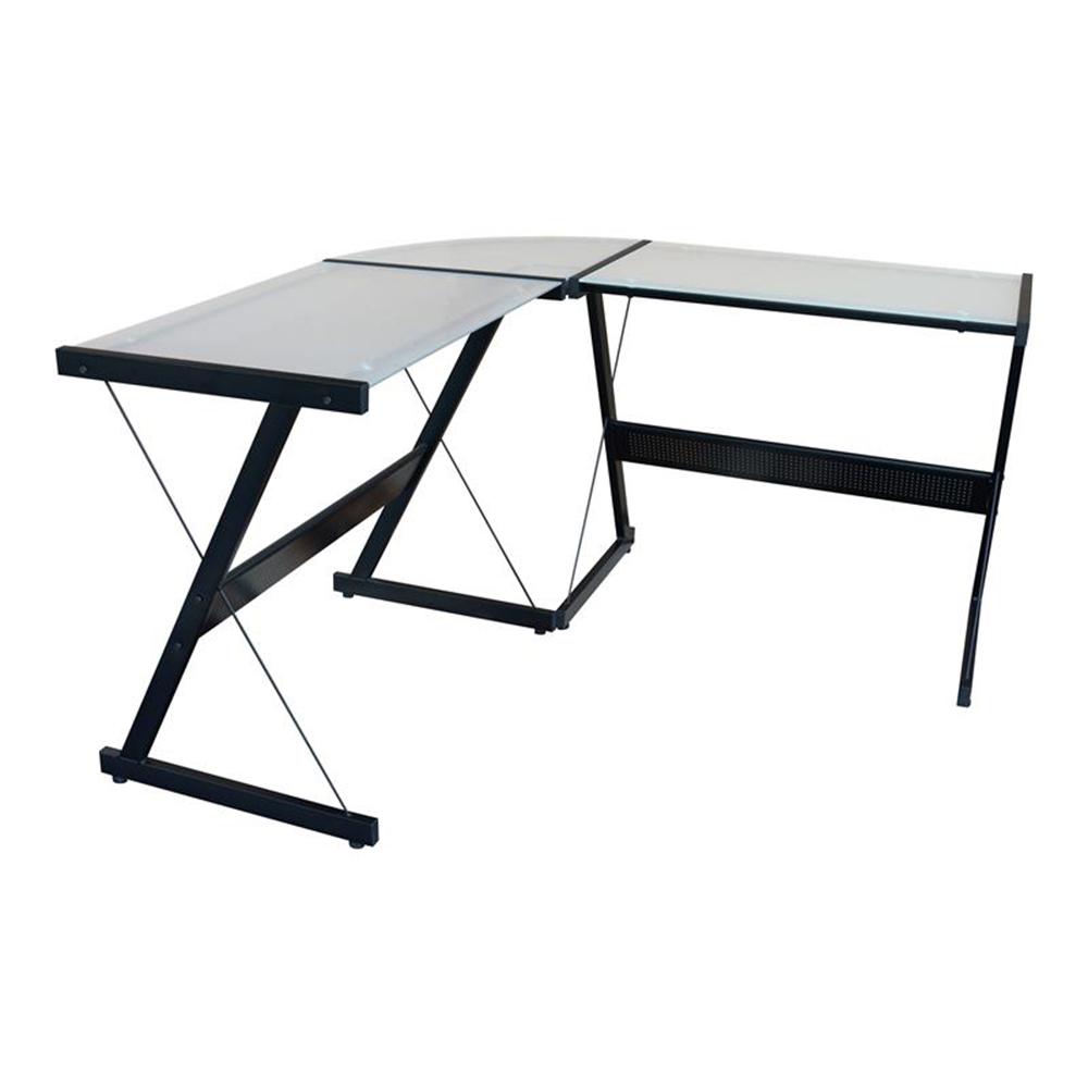 Proht Black Modern Style 3 Piece L Shape Design Computer Desk Set