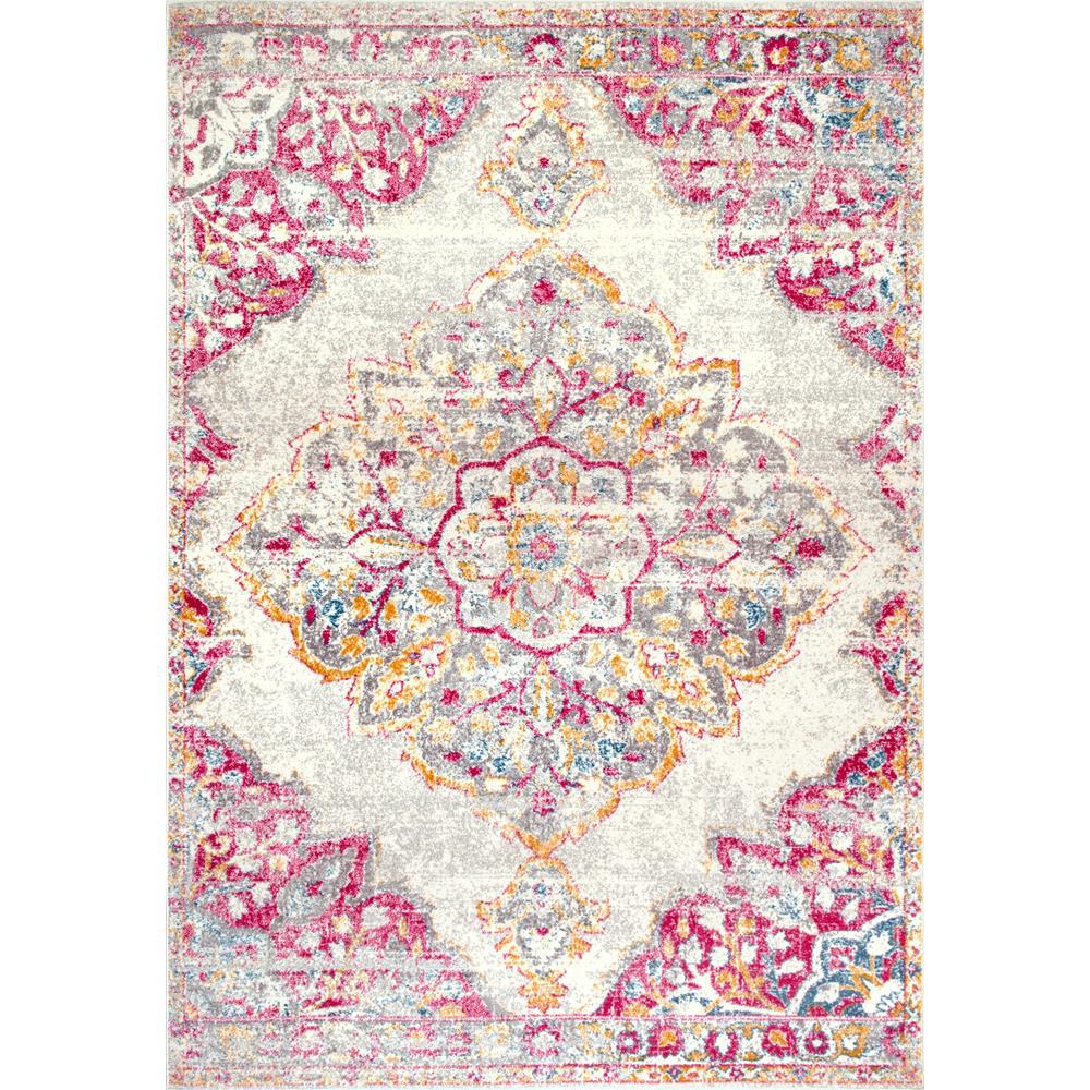 Nuloom Vintage Medallion Rosendo Pink 5 Ft X 7 Area Rug Rzbd37b Nuloom Vintage Medallion Rosendo Pink 5 Ft X 7 Area Rug