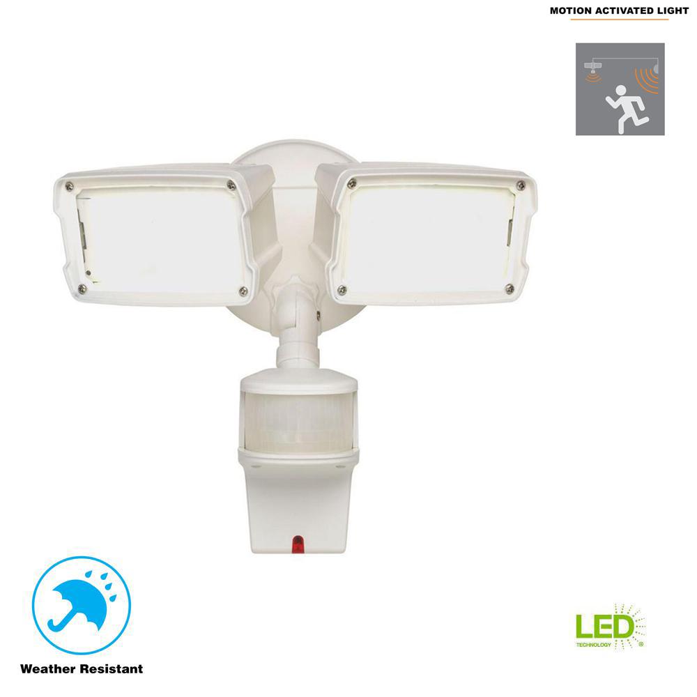 Defiant 180 Degree White Motion Activated Sensor Twin Head Outdoor Defiant 180 Degree White Motion Activated Sensor Twin Head Outdoor Integrated Led Security Flood