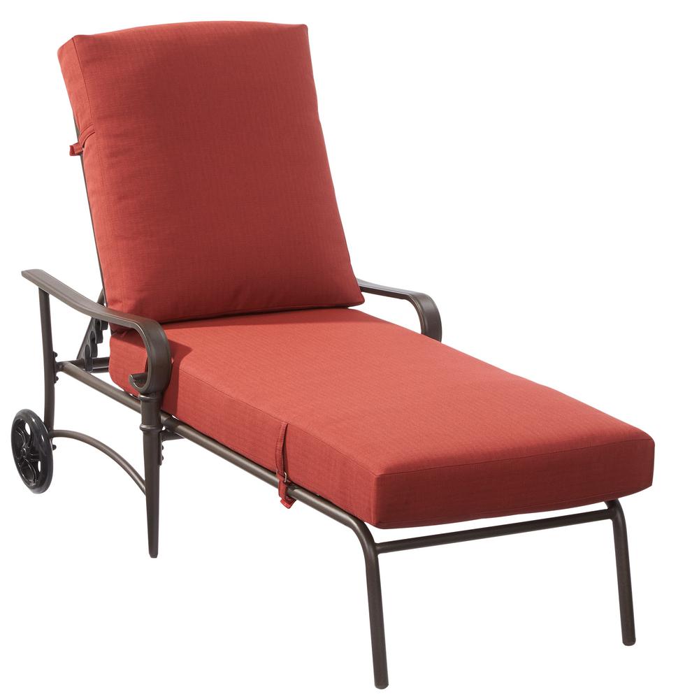 Oak Cliff Metal Outdoor Chaise Lounge with Chili Cushions