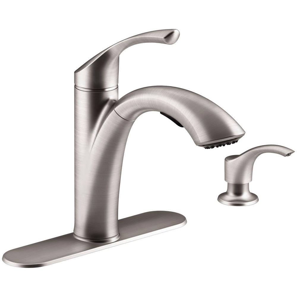 KOHLER Mistos SingleHandle PullOut Sprayer Kitchen Faucet In