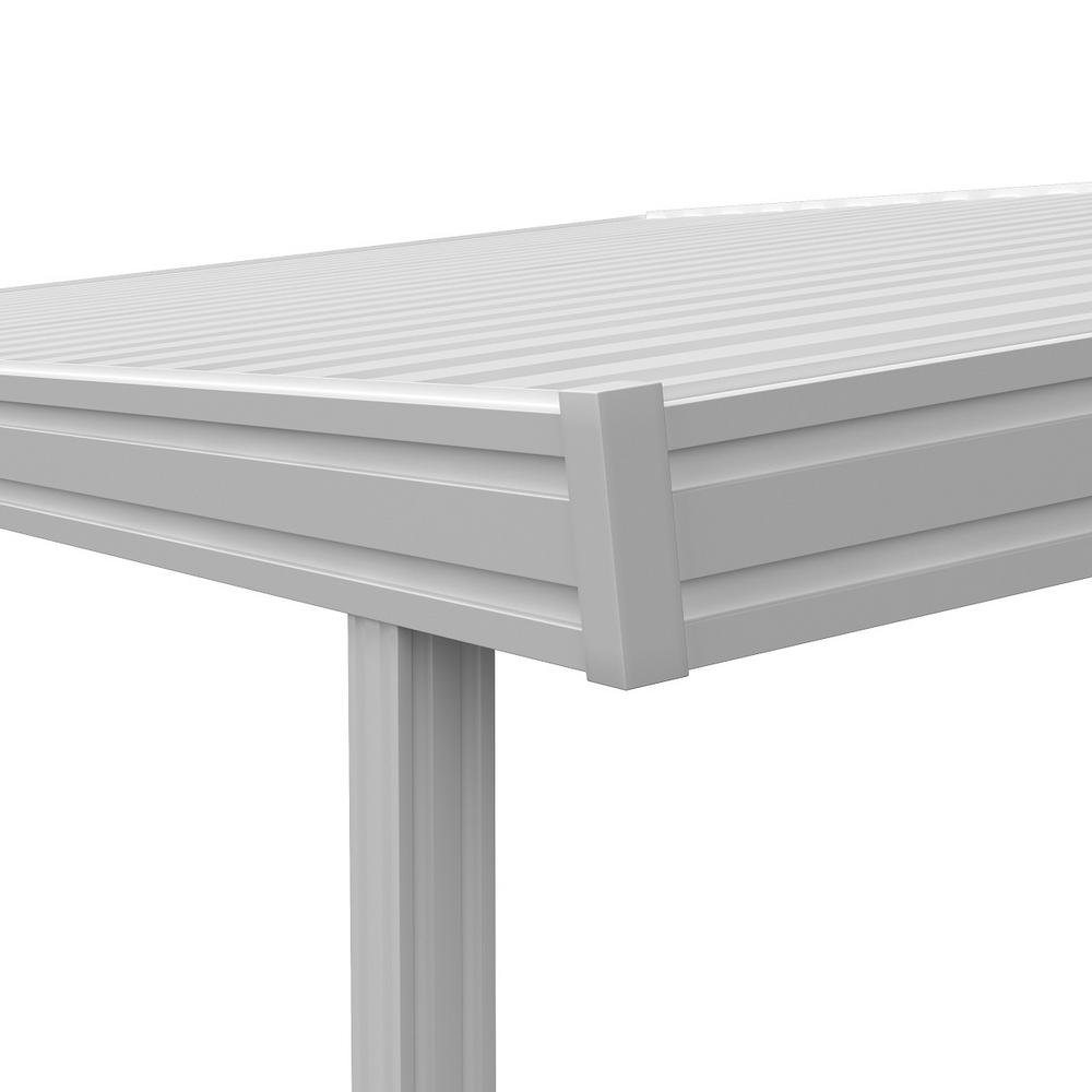 Integra 20 Ft X 12 White Aluminum Attached Solid Patio Cover With 4 Posts 10 Lbs Live Load 1251006701220 The Home Depot Integra 20 Ft X 12 White Aluminum, Outdoor Patio Covers Home Depot