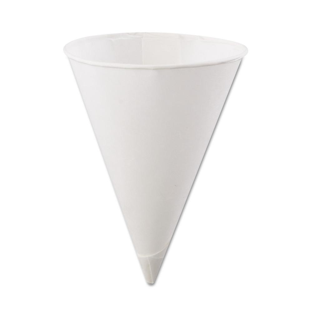 Konie 4.5 oz. White Rolled Rim Paper Cone Cups (200-Bag, 25 Bags-Carton ...