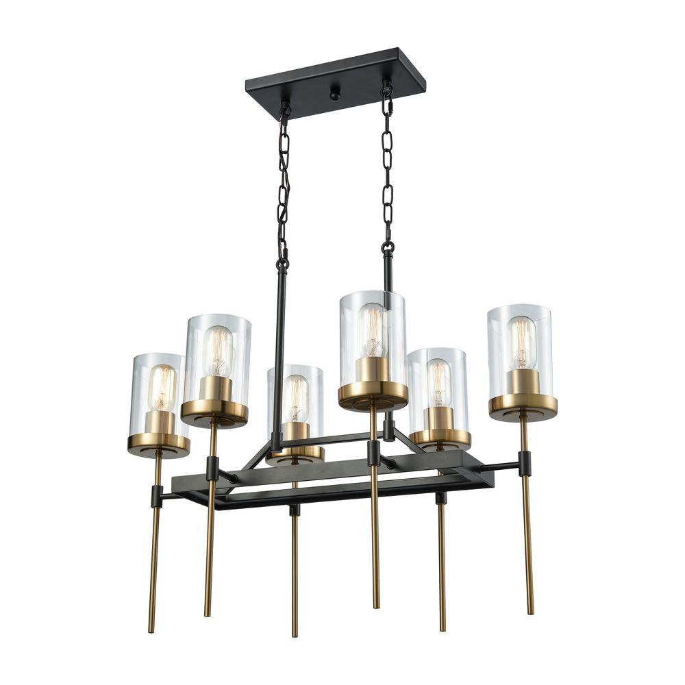 Titan Lighting North Haven 6 Light Round Oil Rubbed Bronze With Titan Lighting North Haven 6 Light Round Oil Rubbed Bronze With Satin Brass Accents Chandelier