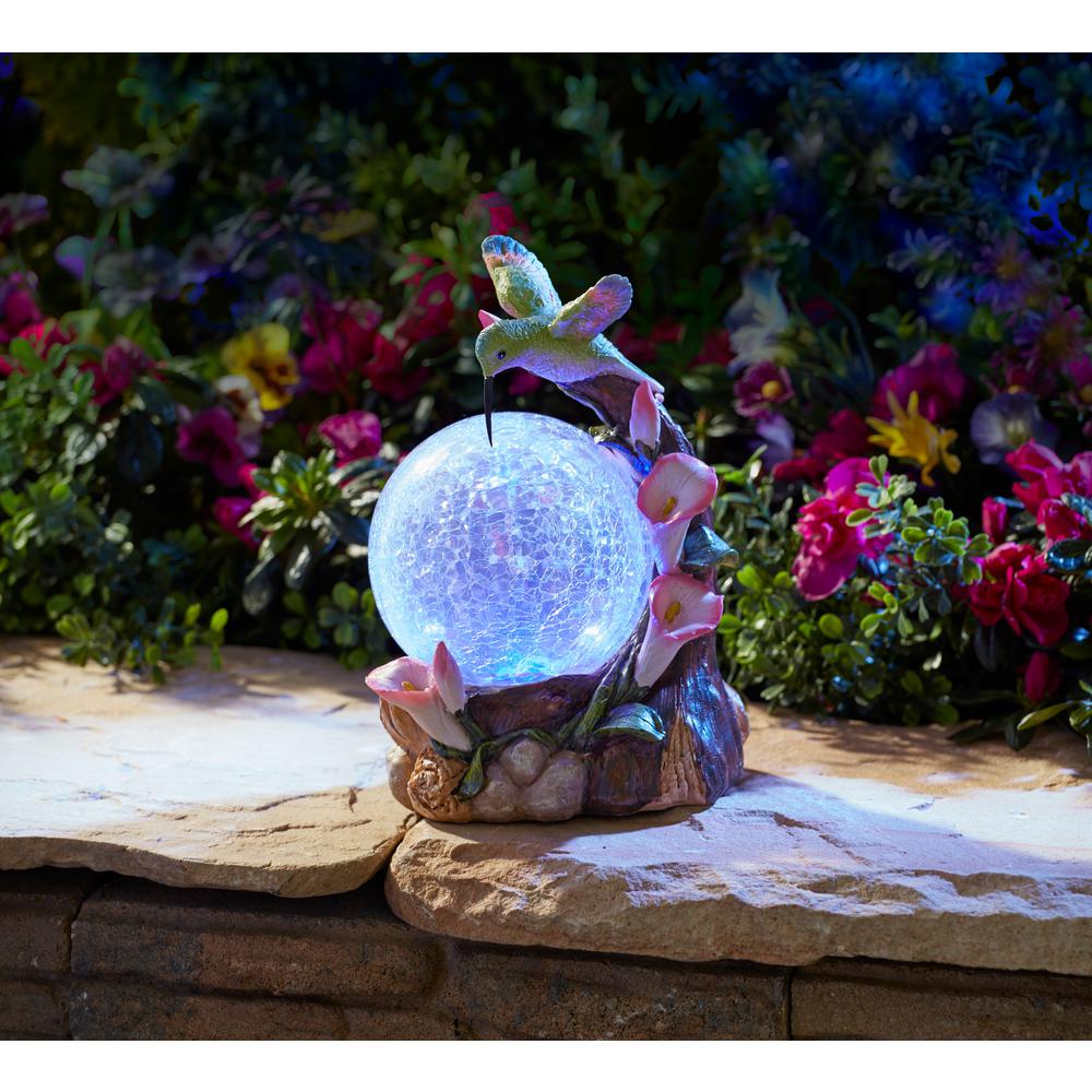 Moonrays Solar Powered Integrated Led Hummingbird Globe Outdoor Landscape Garden Light