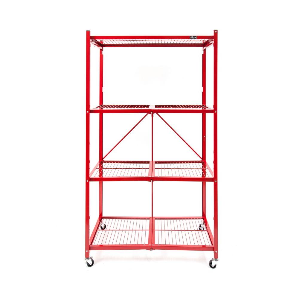 Origami 36 in. W x 60 in. H x 20 in D 4Tier Red Steel Foldable Shelving UnitR518W The Home