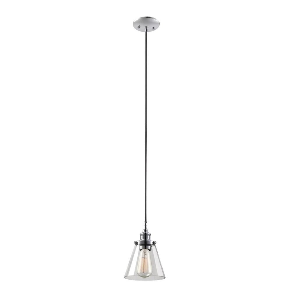 Globe Electric Mercer 1 Light Chrome And Black Vintage Hanging Pendant