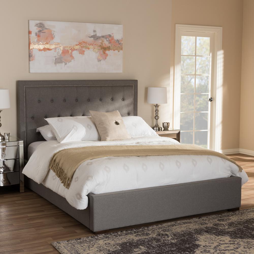 Baxton Studio Mitchell Beige Fabric Upholstered Queen Platform Bed
