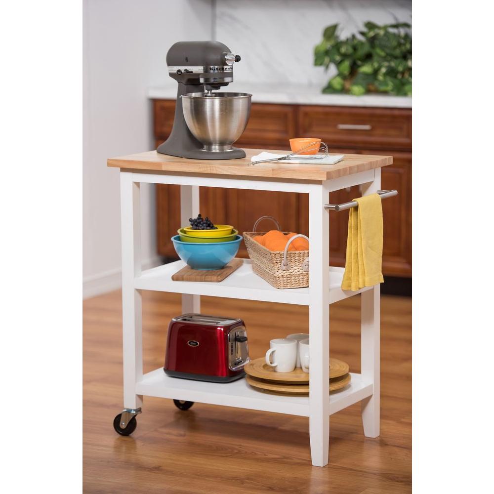 Trinity White Kitchen Cart With Towel Bar Tbflwh 1402 The Home Depot Trinity White Kitchen Cart With Towel Bar