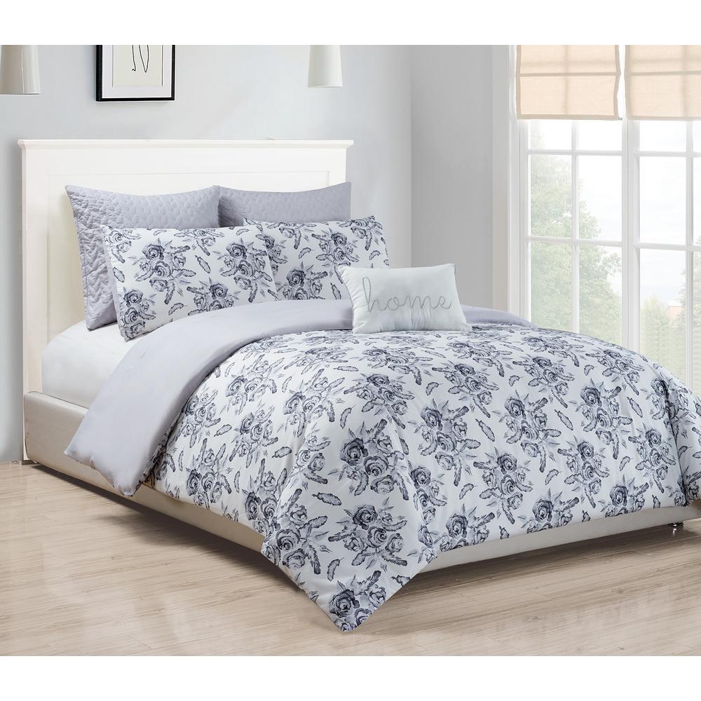 Home Maison Rico 3 Piece Queen Duvet Set In Grey Silver Ridgs 6