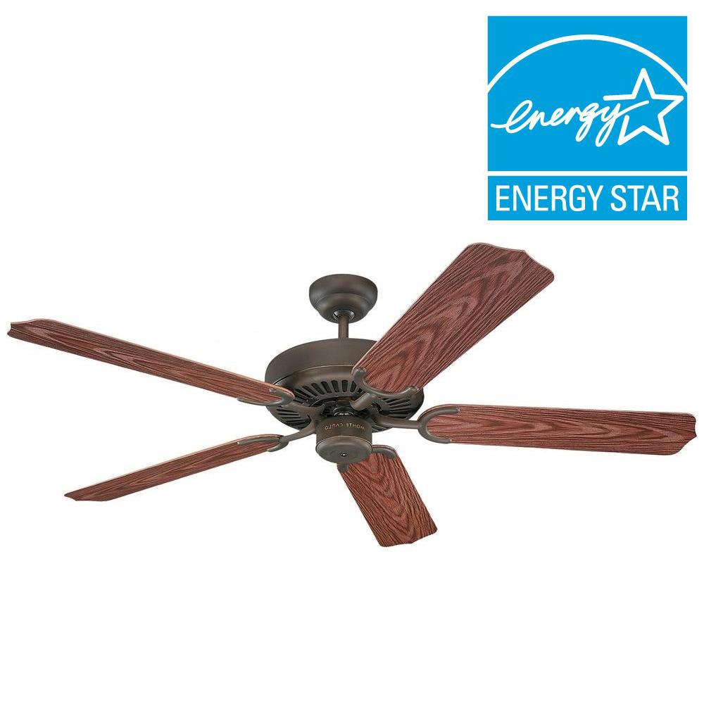Monte Carlo Weatherford 52 In Roman Bronze Ceiling Fan With Roman Bronze Ceiling Fan With American Walnut Abs Blades