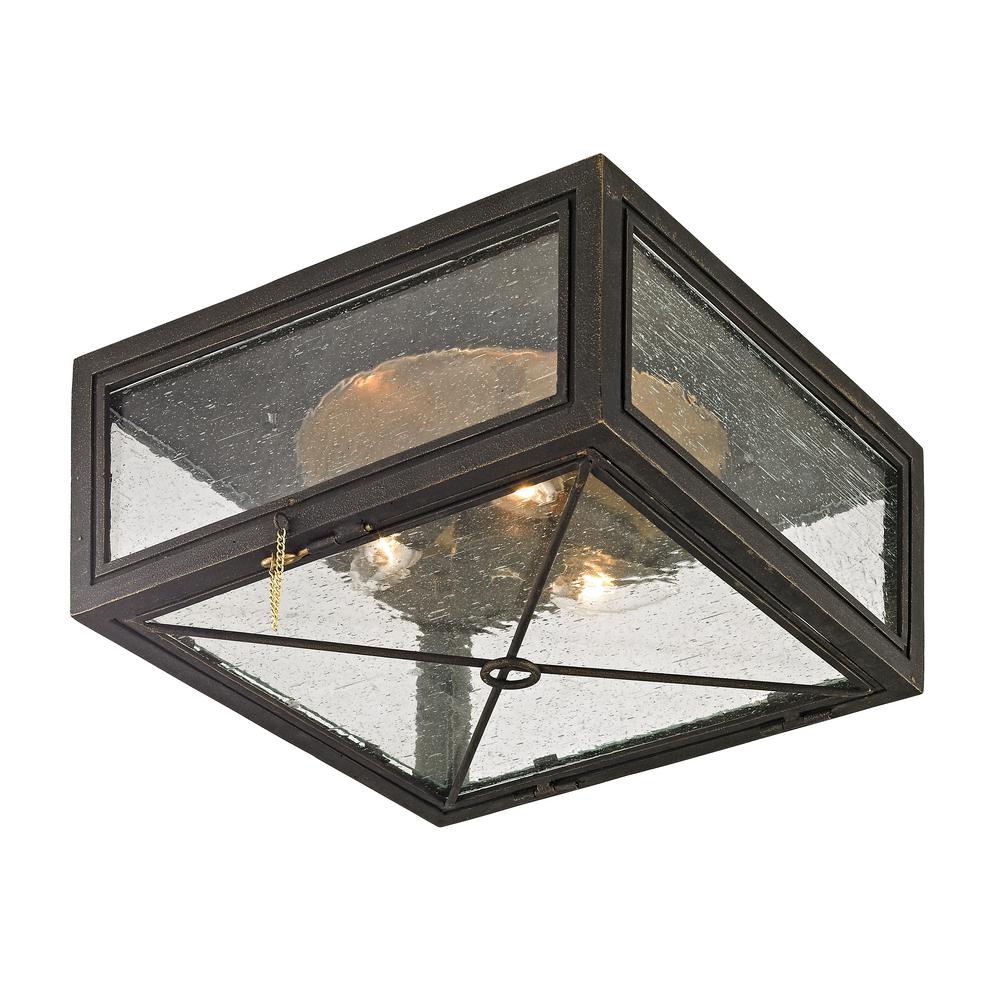No Bulbs Included Waterproof Bronze Outdoor Flush Mount Lights Randolph Vintage Bronze 3 Light 13 In W Outdoor Flush Mount With Clear Seeded