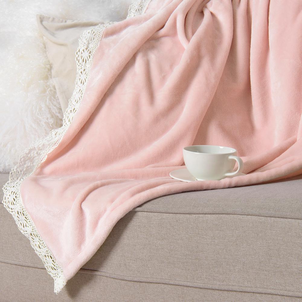 Best Home Fashion Dusty Pink Romantic Throw Blanket THROW_FRINGE29X60