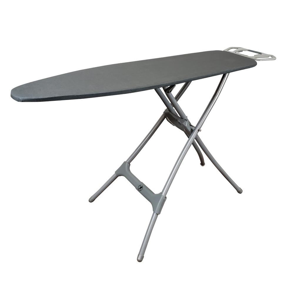 Household Essentials Steel Top Wide Ironing Board with Iron Rest 18 x 49 Iron Surface Tan Cover and Bronze Finish