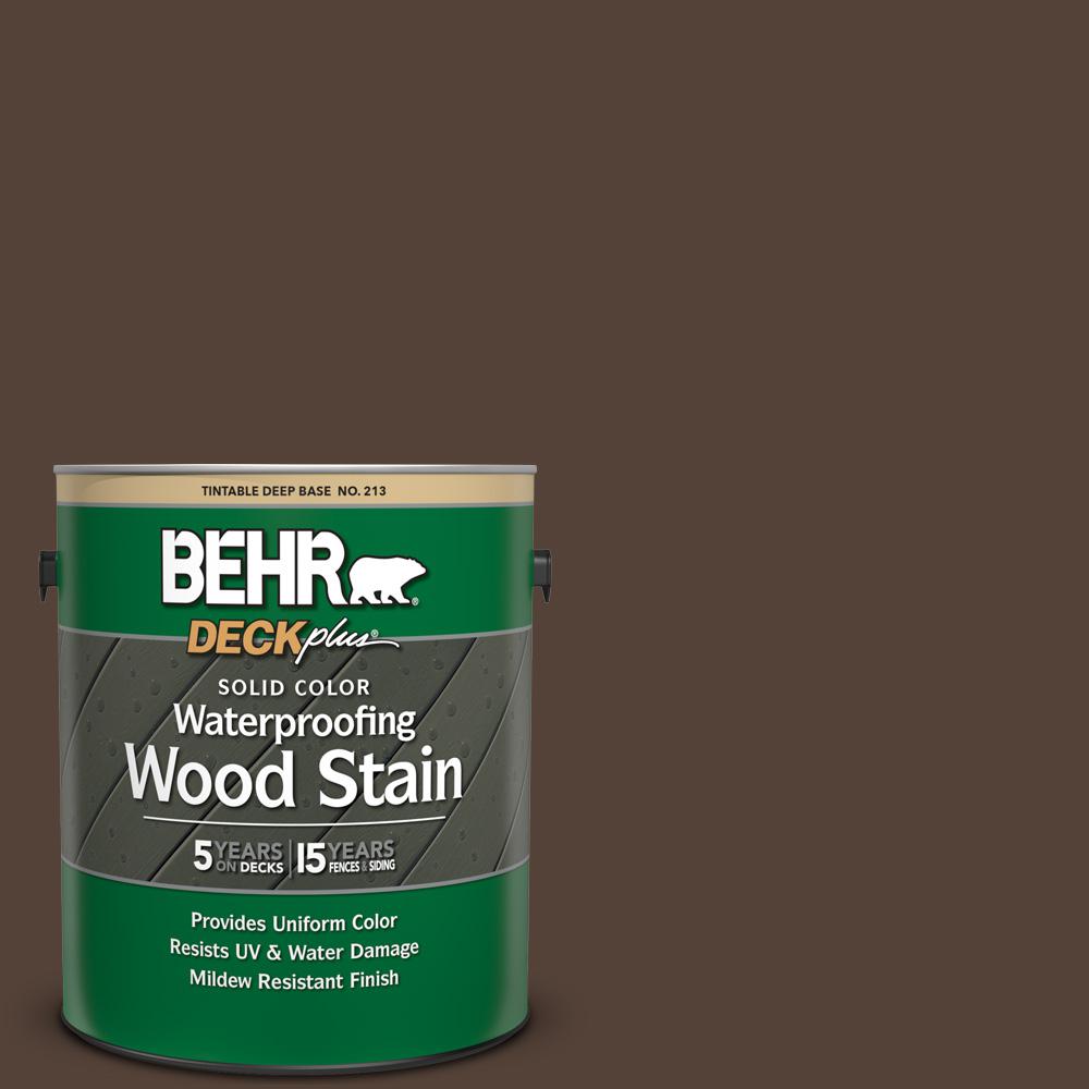 BEHR DECKplus 1 gal. PFC25 Dark Walnut Solid Color Waterproofing Exterior Wood Stain21301