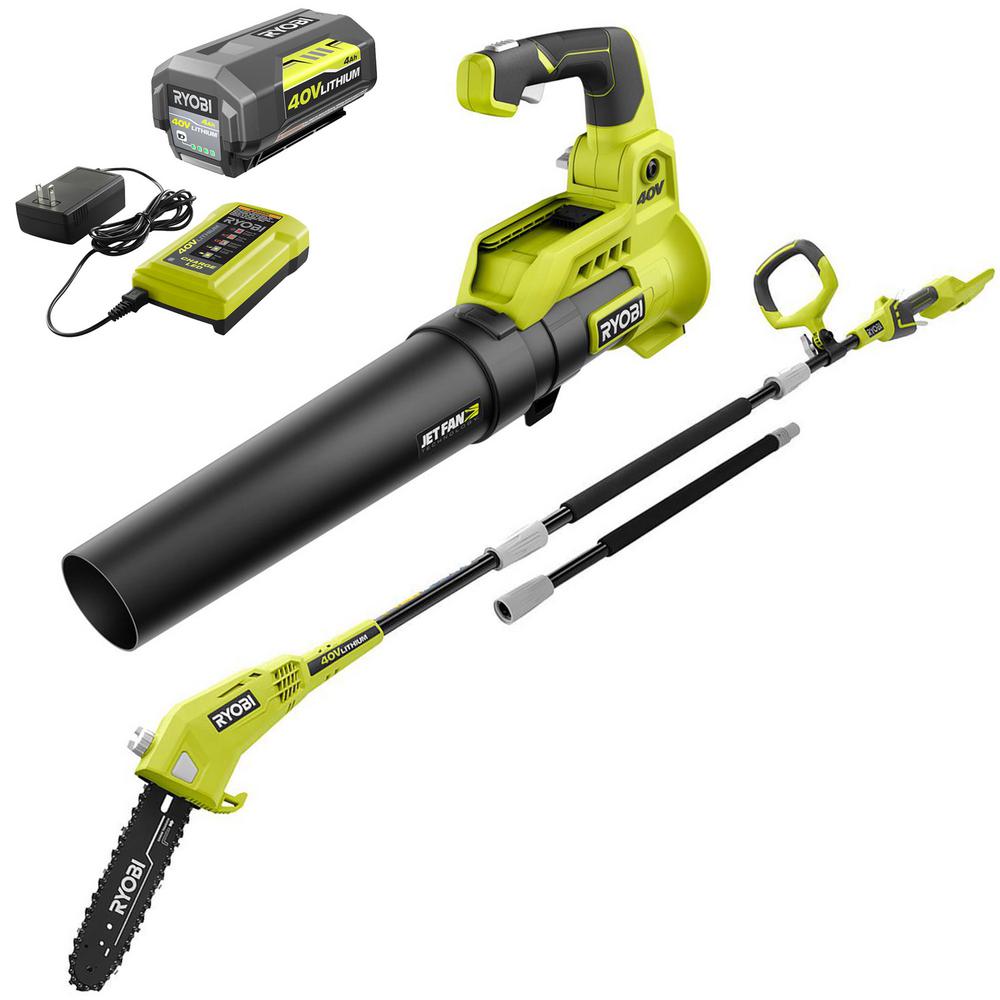 RYOBI 110 MPH 525 CFM 40Volt LithiumIon JetFan Leaf Blower and 10 in