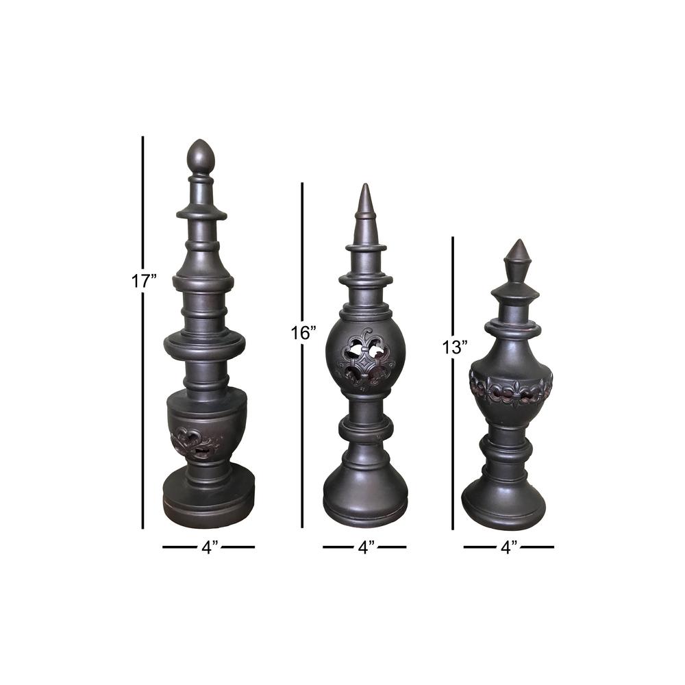 Litton Lane Tall Bronze Decorative Finials Shelf And Table Decor