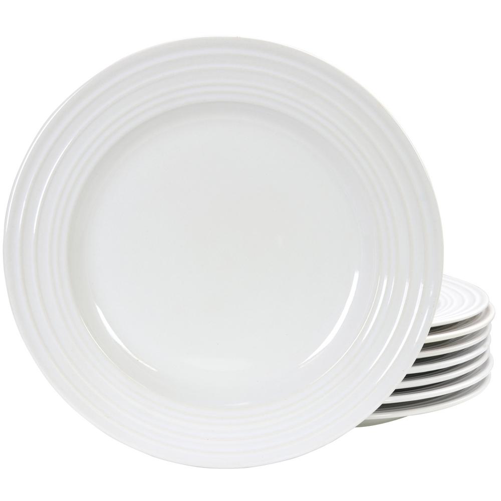 Gibson Home Plaza Cafe 10.5 in. White Dinner Plate Set (Set of 8
