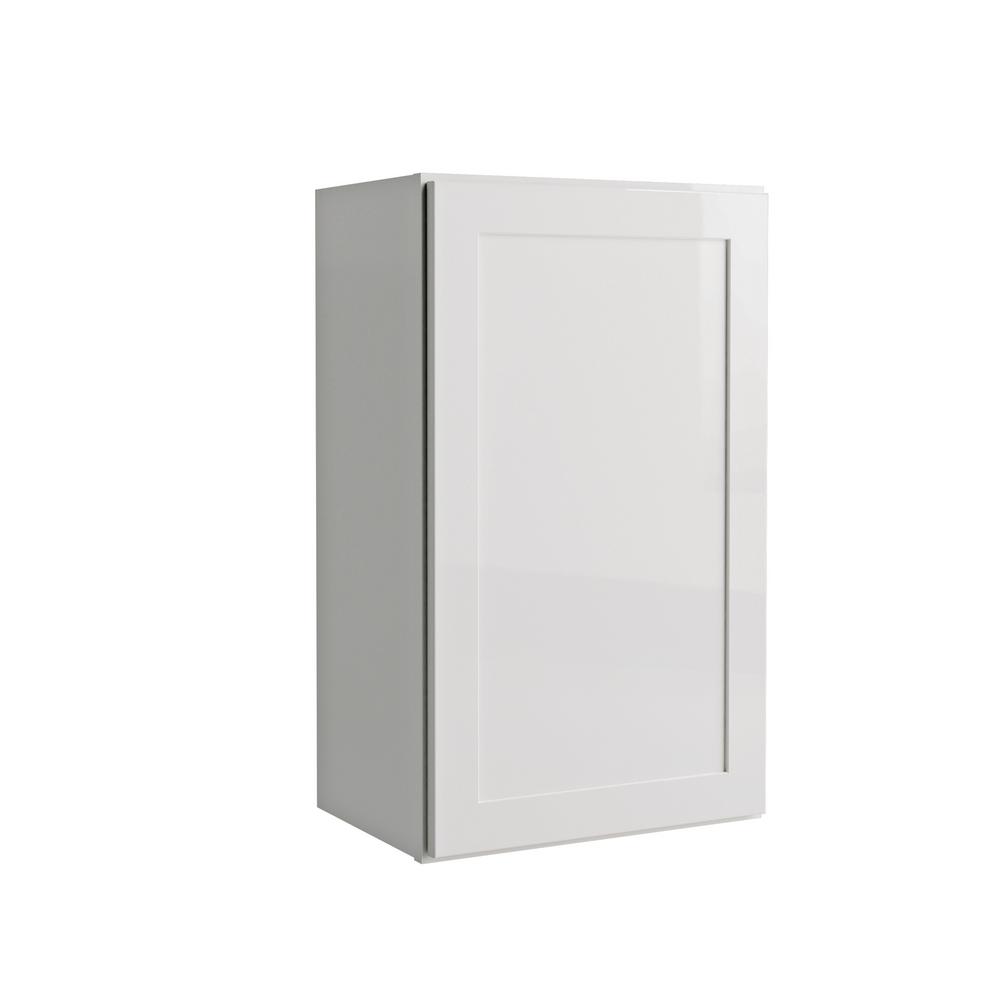 Hampton Bay Courtland Shaker Assembled 18 in. x 30 in. x 12 in. Stock Wall Kitchen Cabinet in Polar White Finish