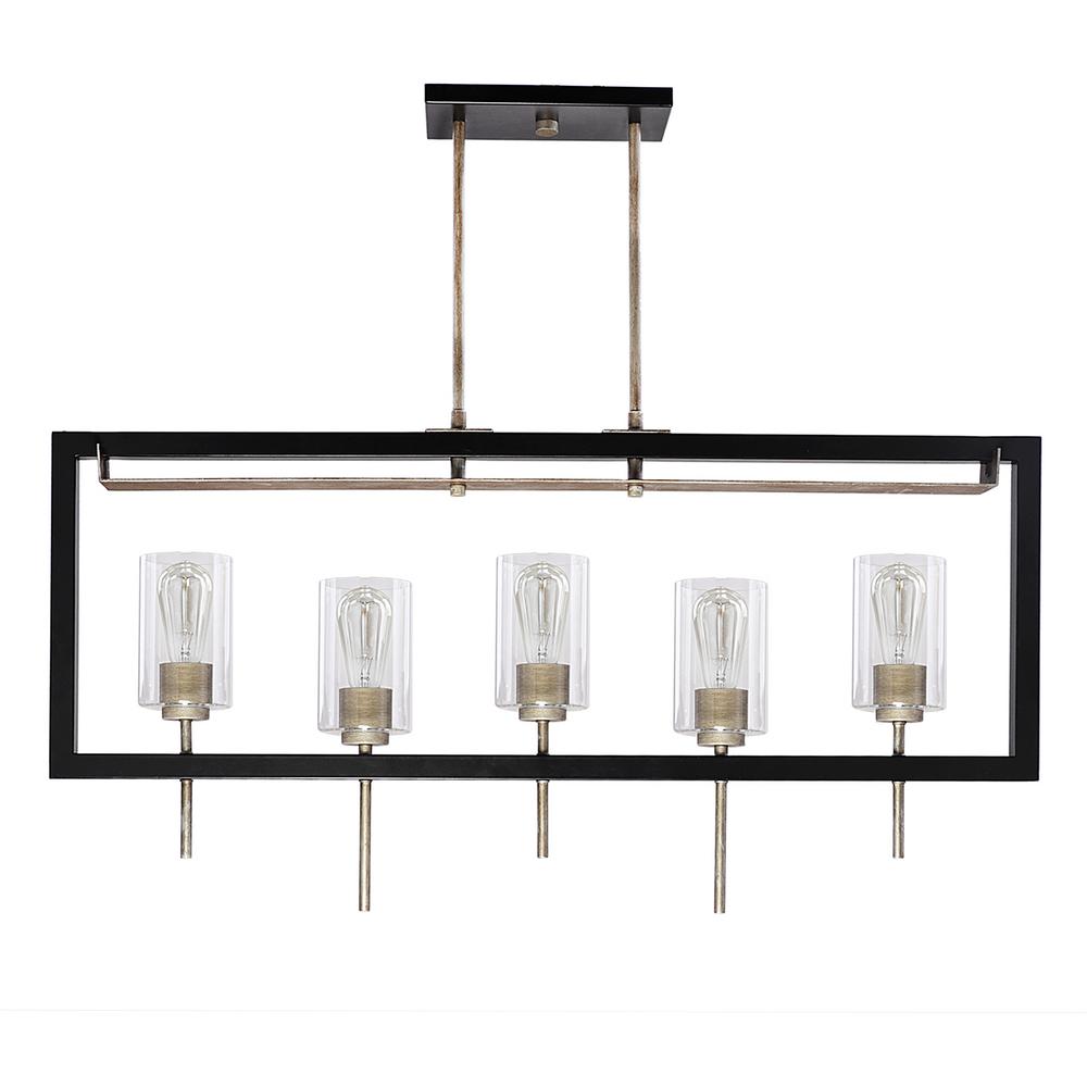 Black Ceiling Pendant Fluorescent Over Kitchen Island seraphina 5 light black and chrome island pendant