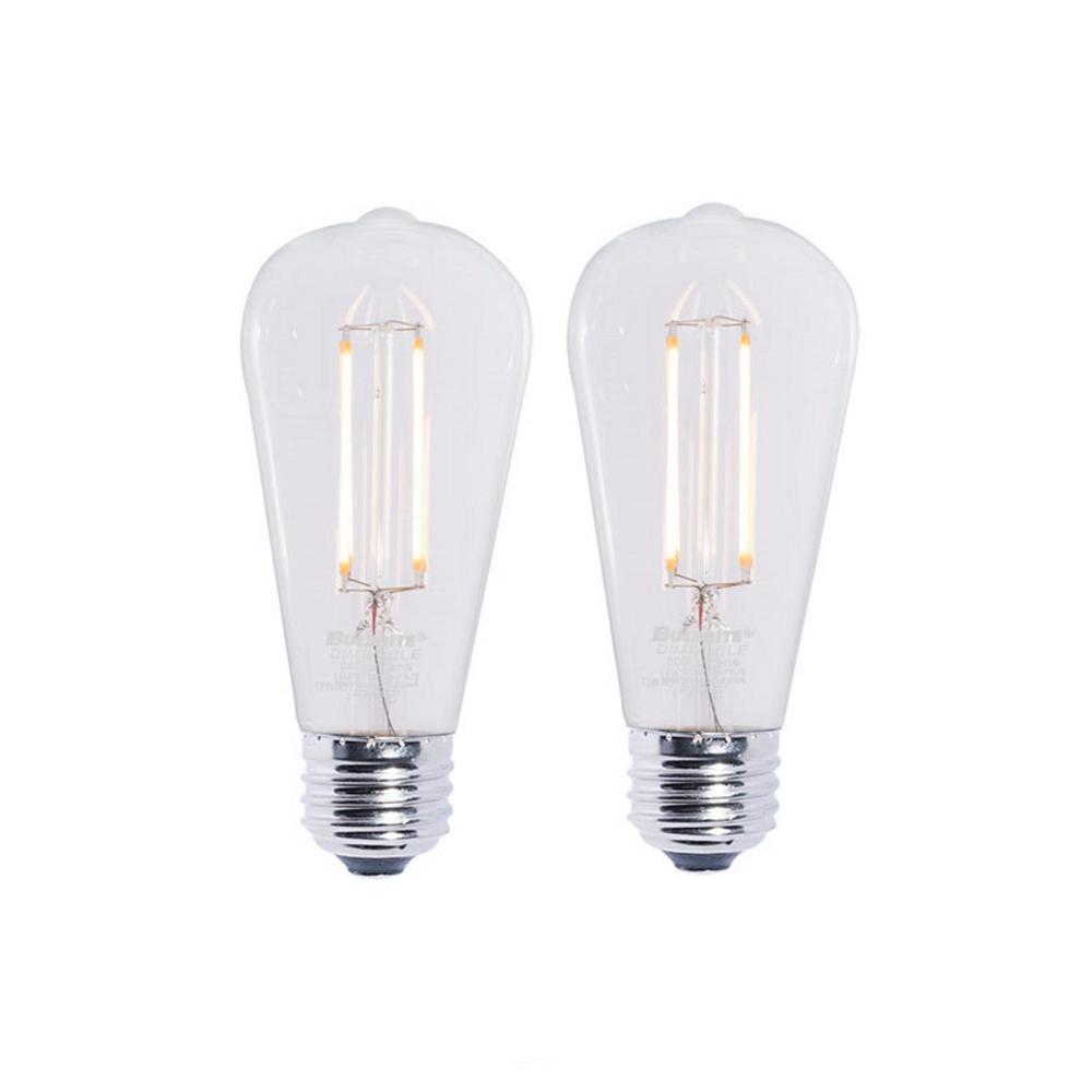 Bulbrite 60w Equivalent Warm White Light St18 Dimmable Led Filament Bulbrite 60w Equivalent Warm White Light St18 Dimmable Led Filament Bulb 2 Pack