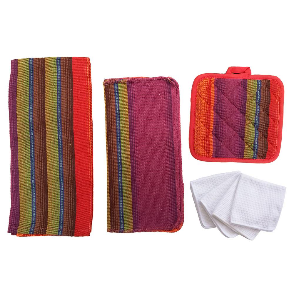 Home Basics Malibu Kitchen Towel Set In Orange 8 Piece H42045 Home Basics Malibu Kitchen Towel Set In Orange 8 Piece