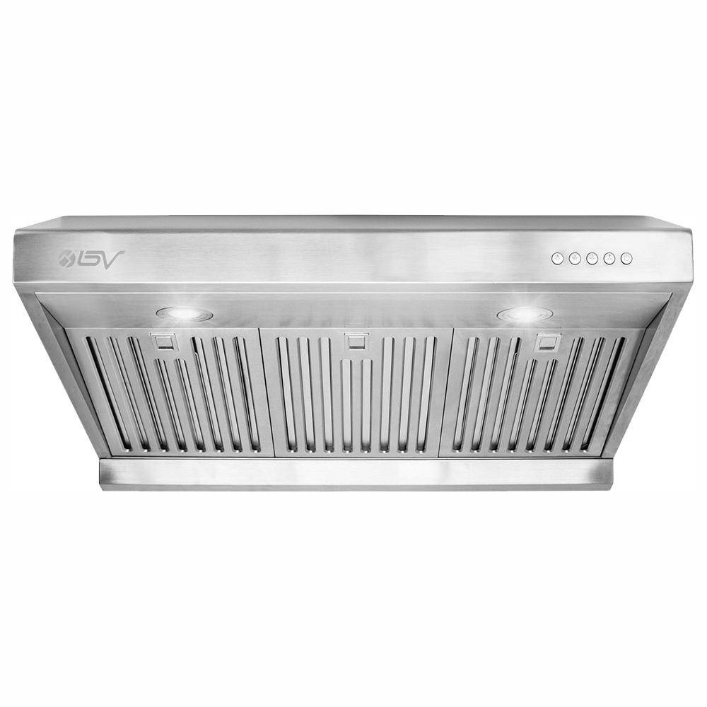 Bv 30 In 750 Cfm Under Cabinet Range Hood With Baffle Filters Led Lights And Push Buttons In Stainless Steel Bv Rh 01 The Home Depot