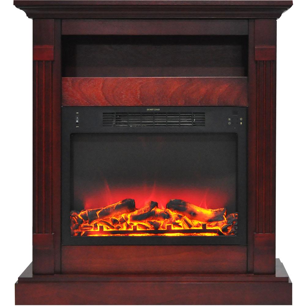 Cambridge Sienna 34 In Electric Fireplace With Enhanced Log Display Electric Fireplace With Enhanced Log Display And Cherry Mantel
