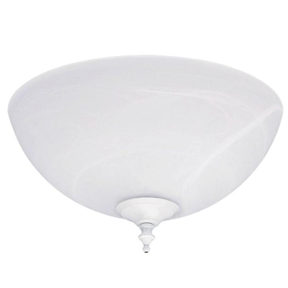 Hunter Swirled Marble Builder Bowl Ceiling Fan Light Kit With White And Brushed Nickel Finials