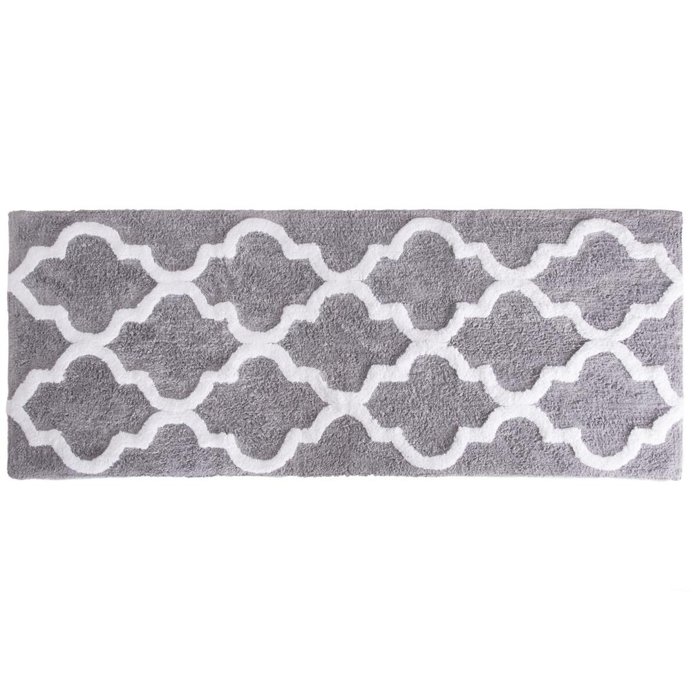 Lavish Home Trellis Silver 24 in. x 60 in. Bathroom Mat670029S The