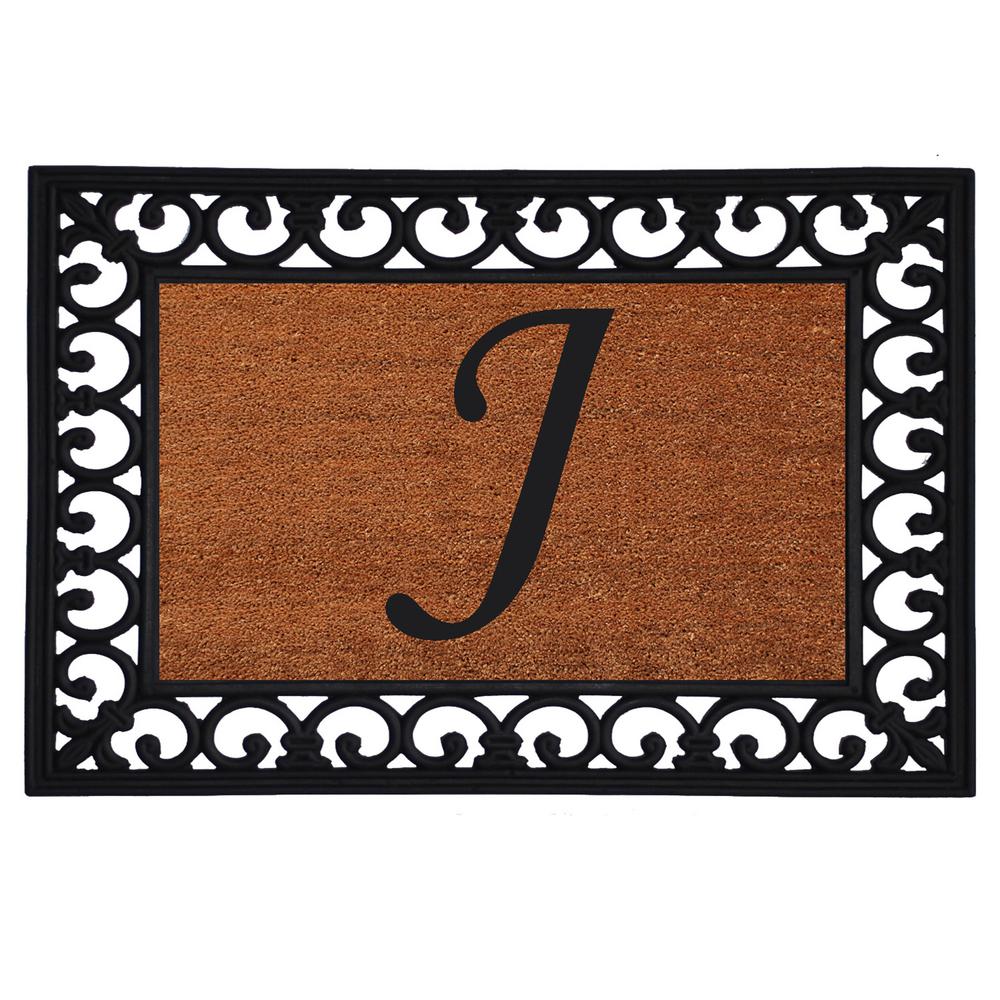 Calloway Mills Monogram Insert Door Mat 19 In X 25 In Letter J j The Home Depot