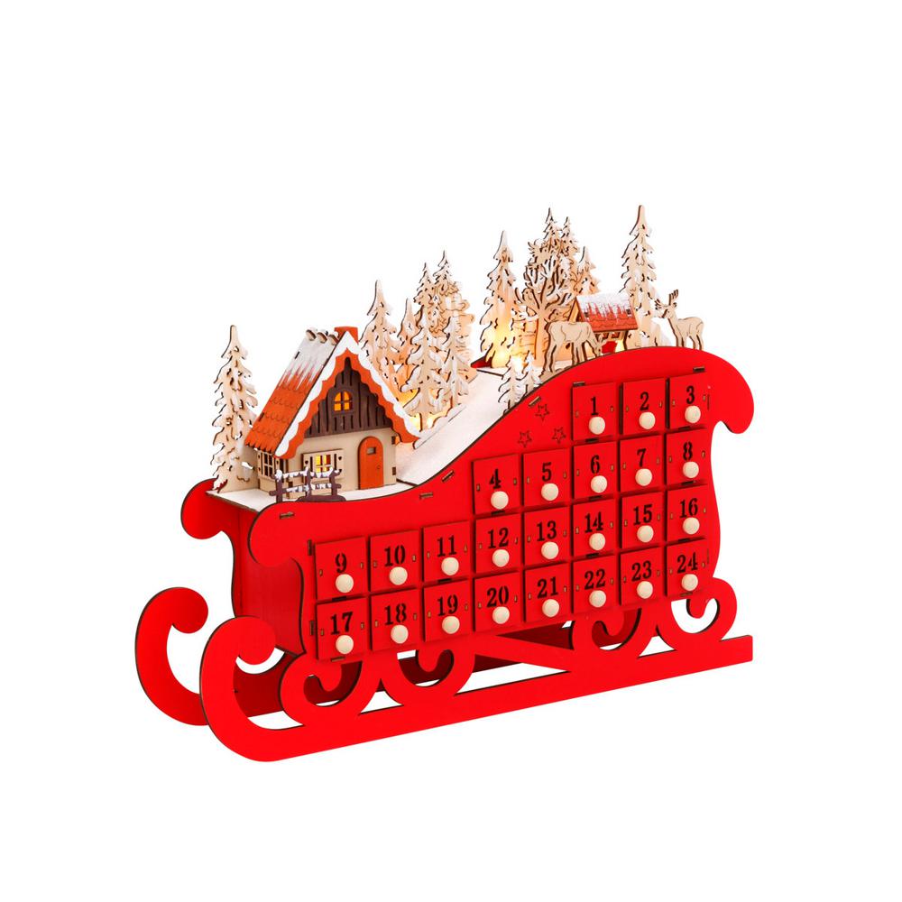 Lights Indoor Tabletop Decor Decorations Holiday H Lighted Sleigh Advent Countdown To Calendar