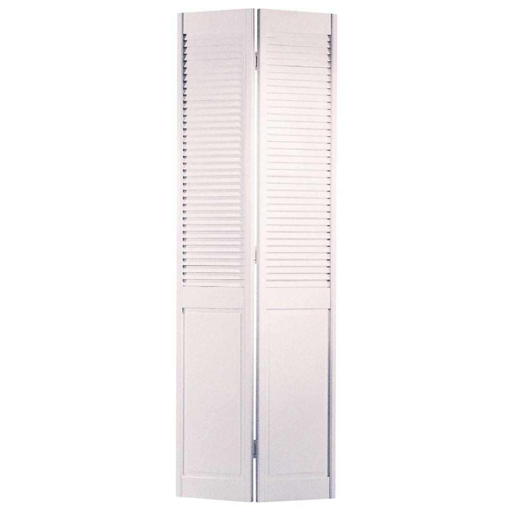 Masonite 30 In X 80 Half Louvered Primed Hollow Core Pine Bi Half Louvered Primed Hollow Core Pine Bi Fold Door