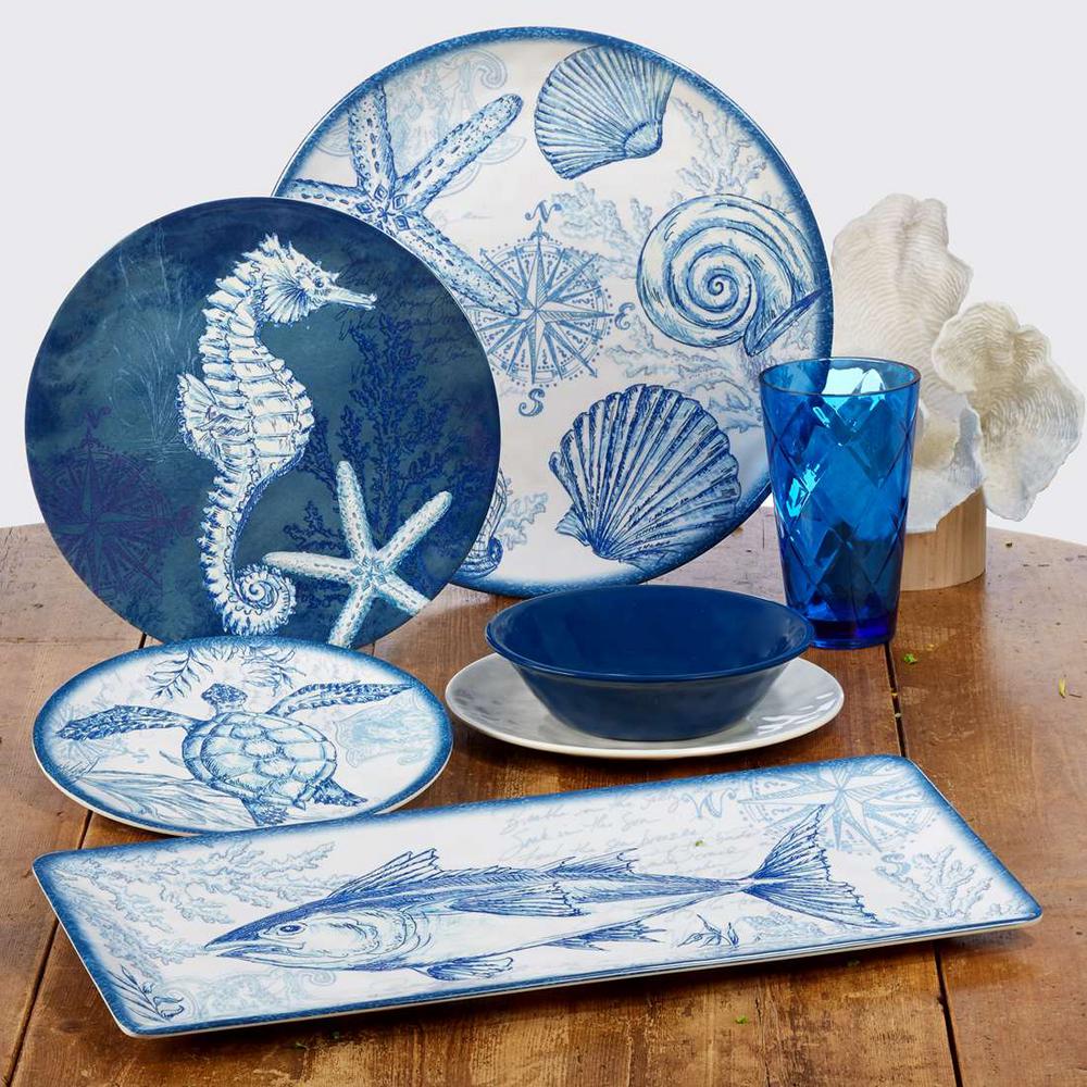 Certified International Oceanic 6 Piece Seasonal Multicolored Melamine 9 In Salad Plate Set Service For 6 28191set6 The Home Depot