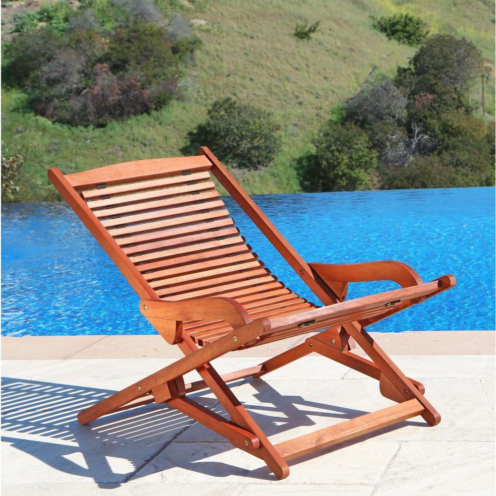 Vifah Roch Eucalyptus Folding Patio Lounge Chair-A3458.157.5.11 - The