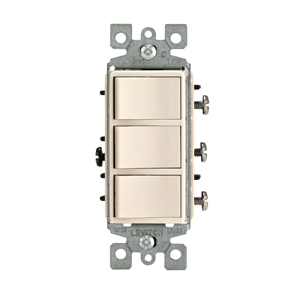Leviton Decora 15 Amp 3-Rocker Combination Switch, White-R62-01755-0WS - The Home Depot