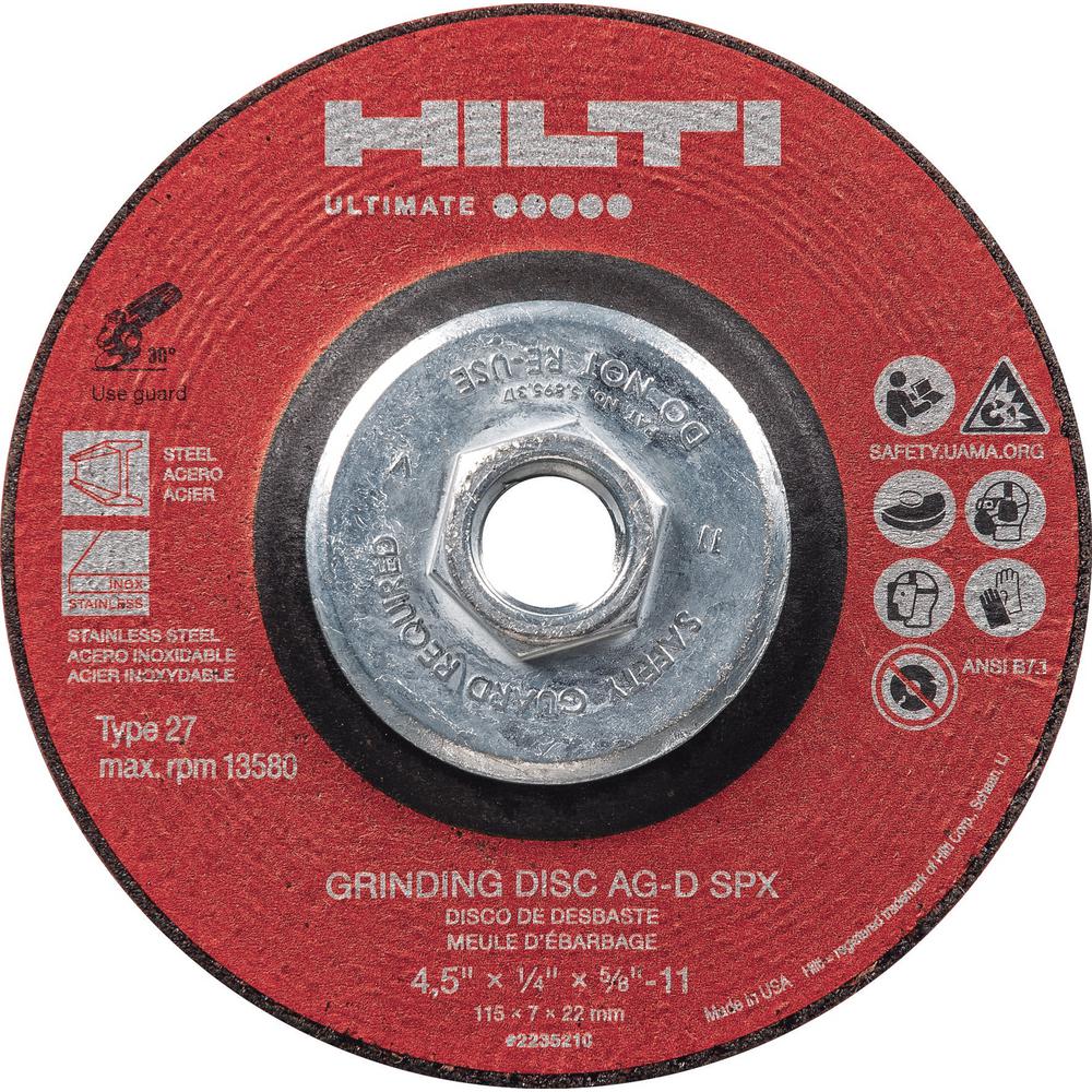 Hilti 5 in. x 1/4 in. x 5/8 in. 11 AGD SPX Type 27 Ultimate Ceramic Grinding Wheel with Hub (10