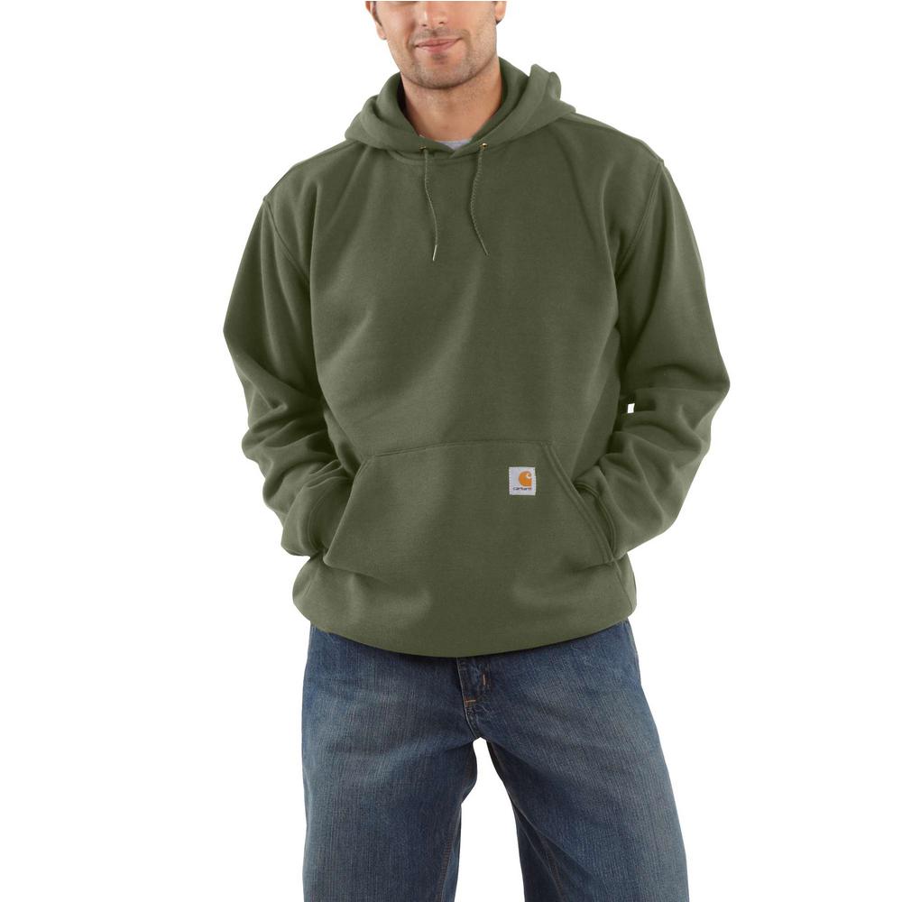 Carhartt Mens Midweight Sleeve Logo Hooded Sweatshirt,Heather Grey,2X-Large