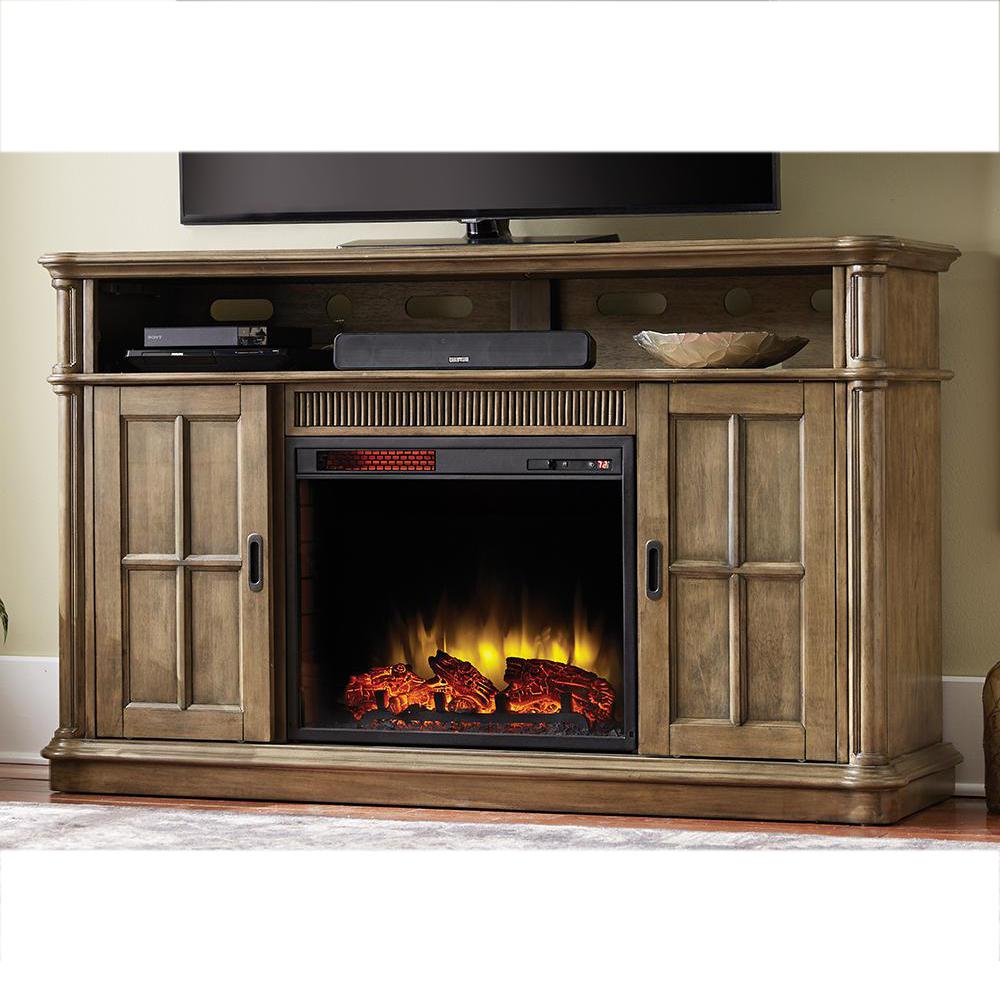 Home Decorators Collection Jamerson Manor 60 in. Media Console Infrared Electric Fireplace in 