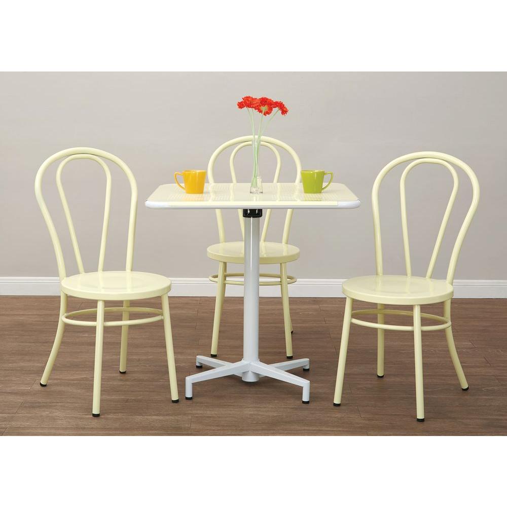 OSPdesigns Odessa Pastel Lemon Metal Dining Chair Set of 2