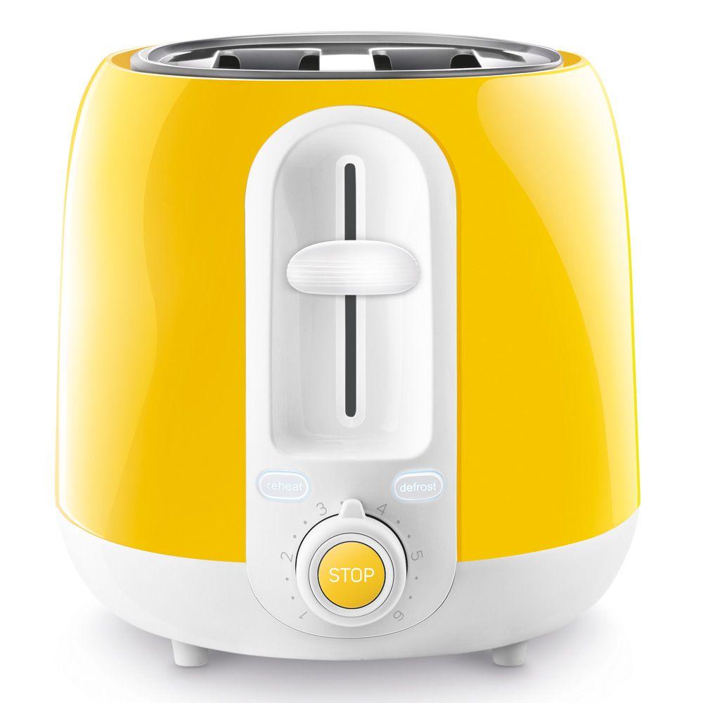2 Slice Toaster Yellow Electric Crumb Catcher High Lift Slot Hole