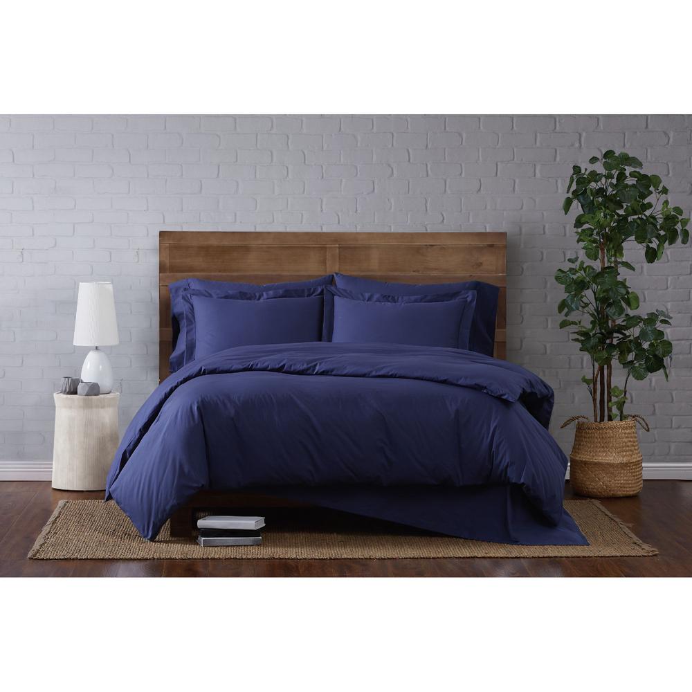 Brooklyn Loom Classic 2 Piece Cotton Navy Twin Duvet Set