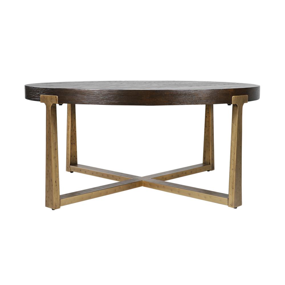 Lnc Round Wood Coffee Table With Cross Gold Legs Jbr3uyhd10006l7 The Home Depot