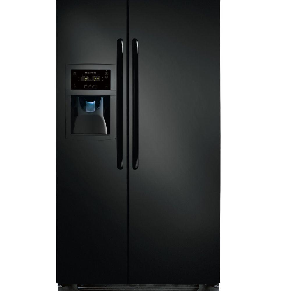 GE 35.75 in. W 21.9 cu. ft. Side by Side Refrigerator in Black, Counter