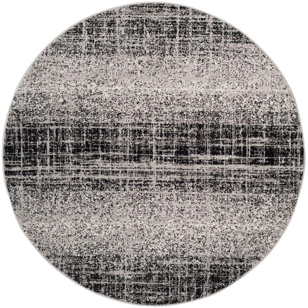 Safavieh Adirondack Silver Black 6 Ft X 6 Ft Round Area Rug ADR116A 