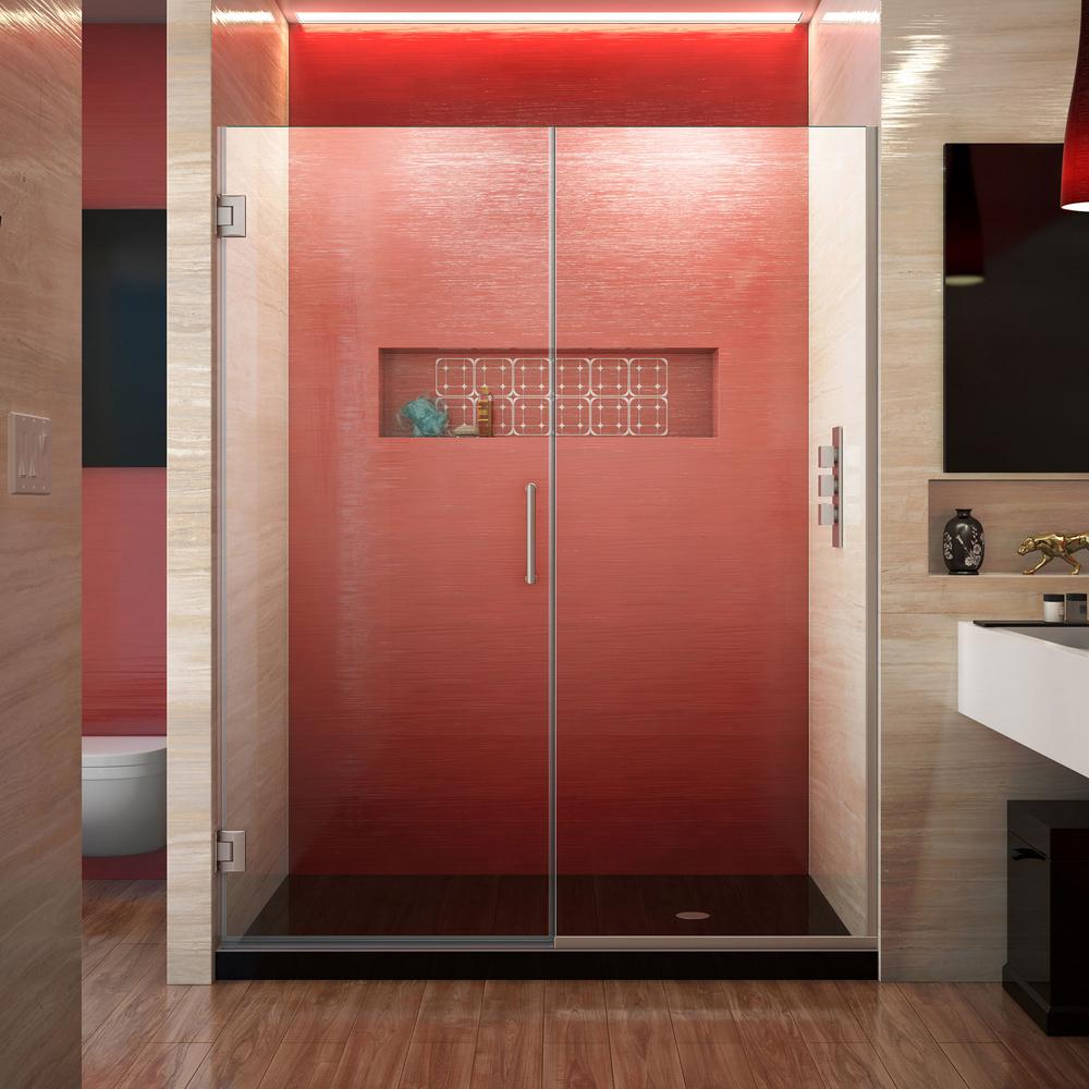 Dreamline Unidoor Plus 57 To 5 In X 72 Frameless Hinged Unidoor Plus 57 To 5 In X 72 Frameless Hinged Shower Door Brushed Nickel