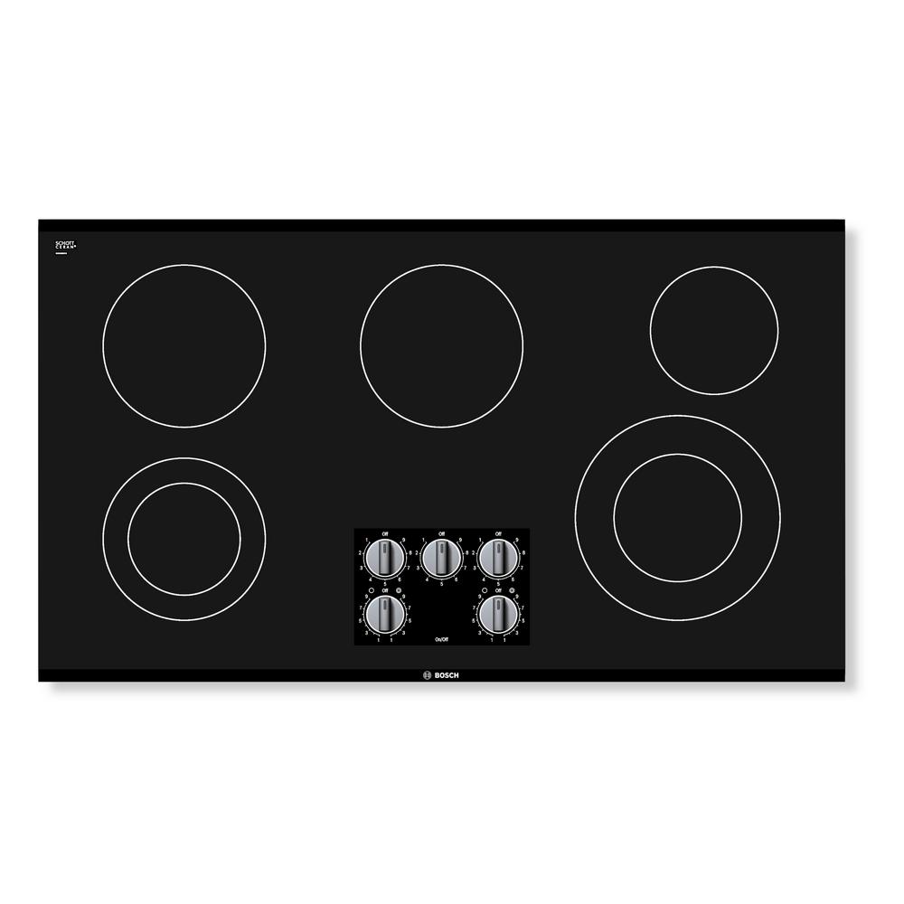 Bosch 500 Series 36 In Radiant Electric Cooktop In Black With 5